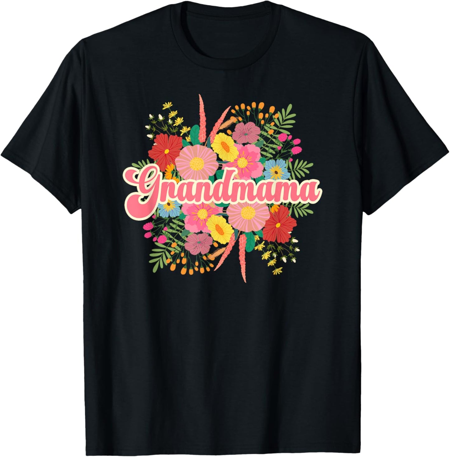 Grandmama Flowers Grandmama Grandma Grandmama Grandmother T-Shirt - T-Shirt | Black