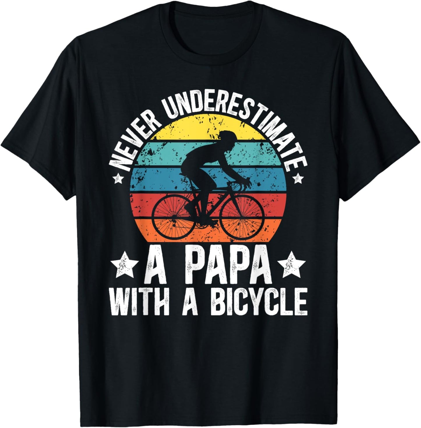 Papa With A Bicycle Papa Cycling Papa Cyclist Papa T-Shirt - T-Shirt | Black