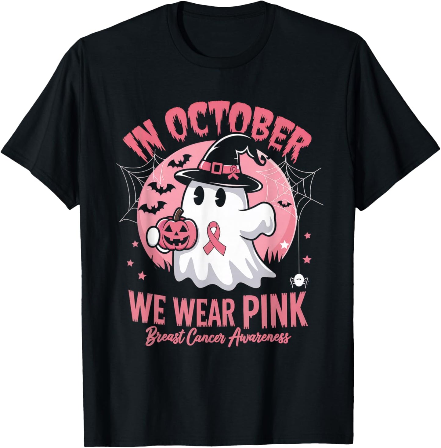 Breast Cancer Shirts Women Halloween October Wear Pink T-Shirt - T-Shirt | Black