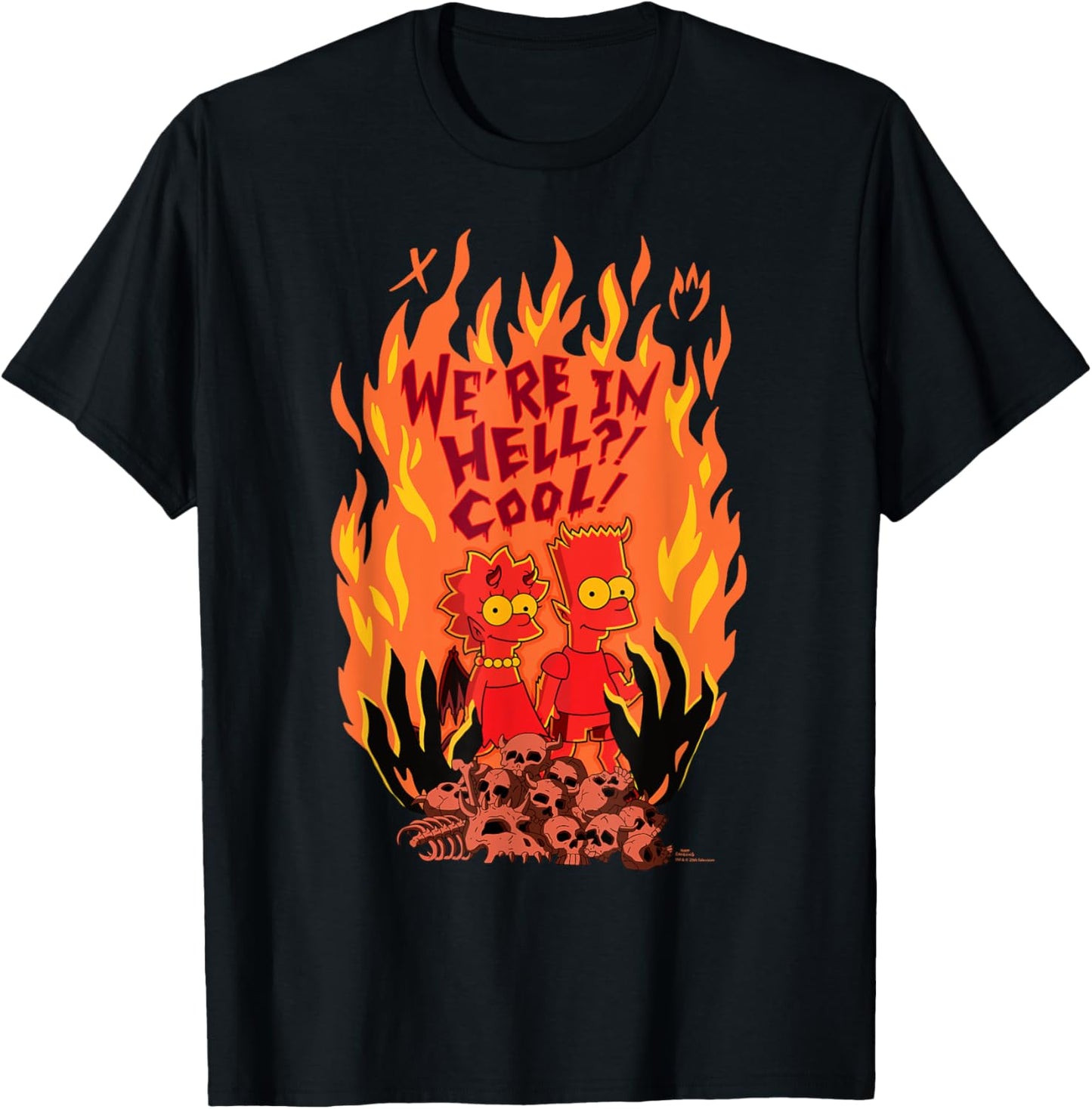 The Simpsons Halloween Bart and Lisa “We’re in Hell? Cool!” T-Shirt - T-Shirt | Black