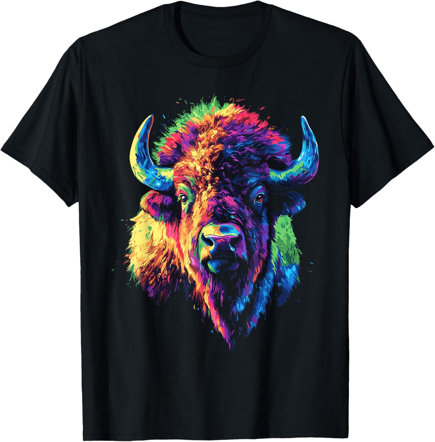 American Bison Lover Colorful Pop Art American Buffalo Bison T-Shirt - T-Shirt | Black