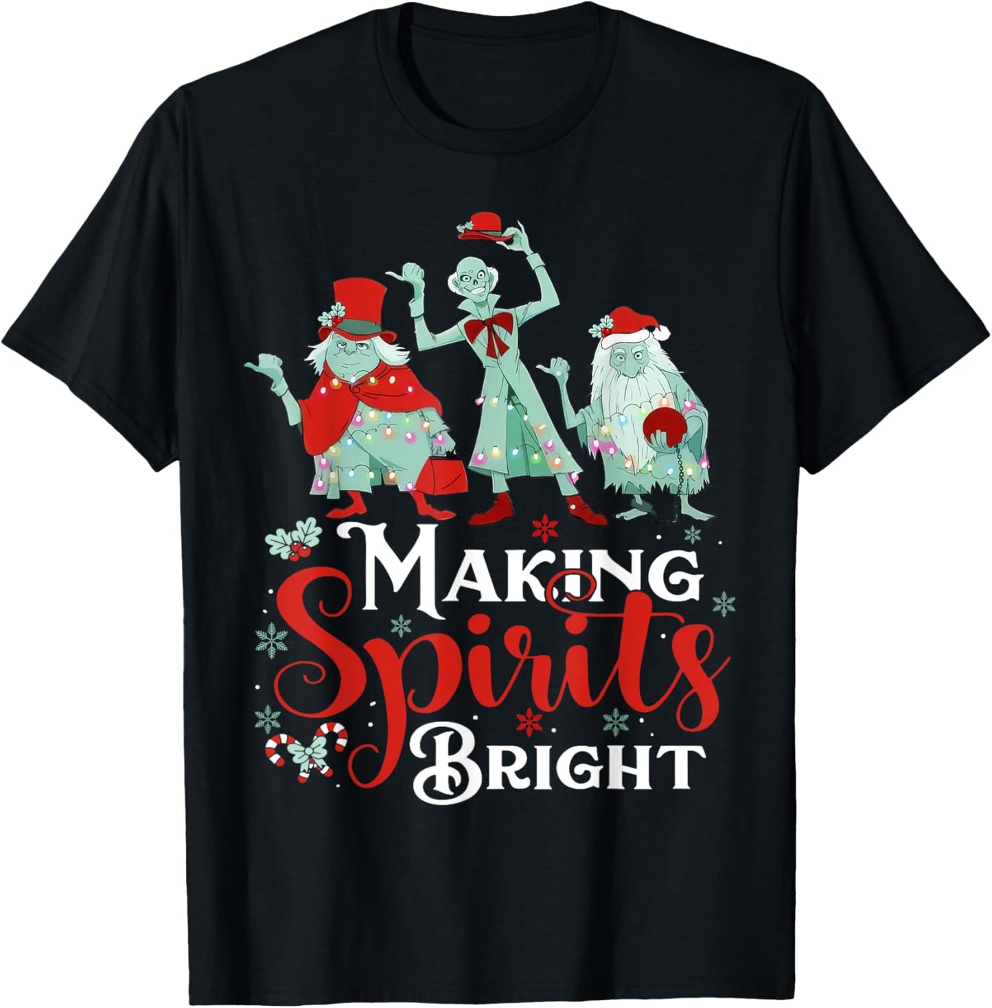 Making Spirits Bright Funny Retro Ghost Christmas Costumes T-Shirt - T-Shirt | Black