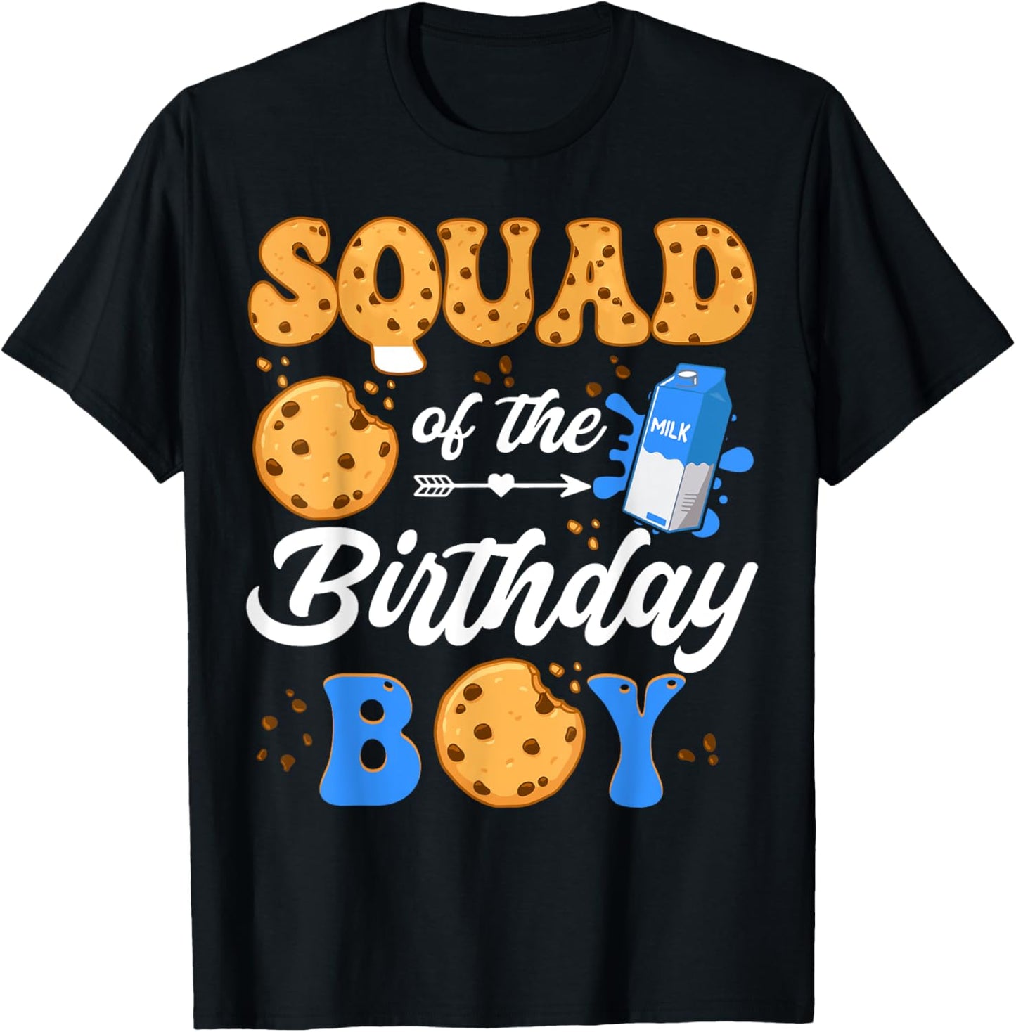 Squad Of The Birthday Boy Milk And Cookies 1St Birthday T-Shirt - T-Shirt | Black