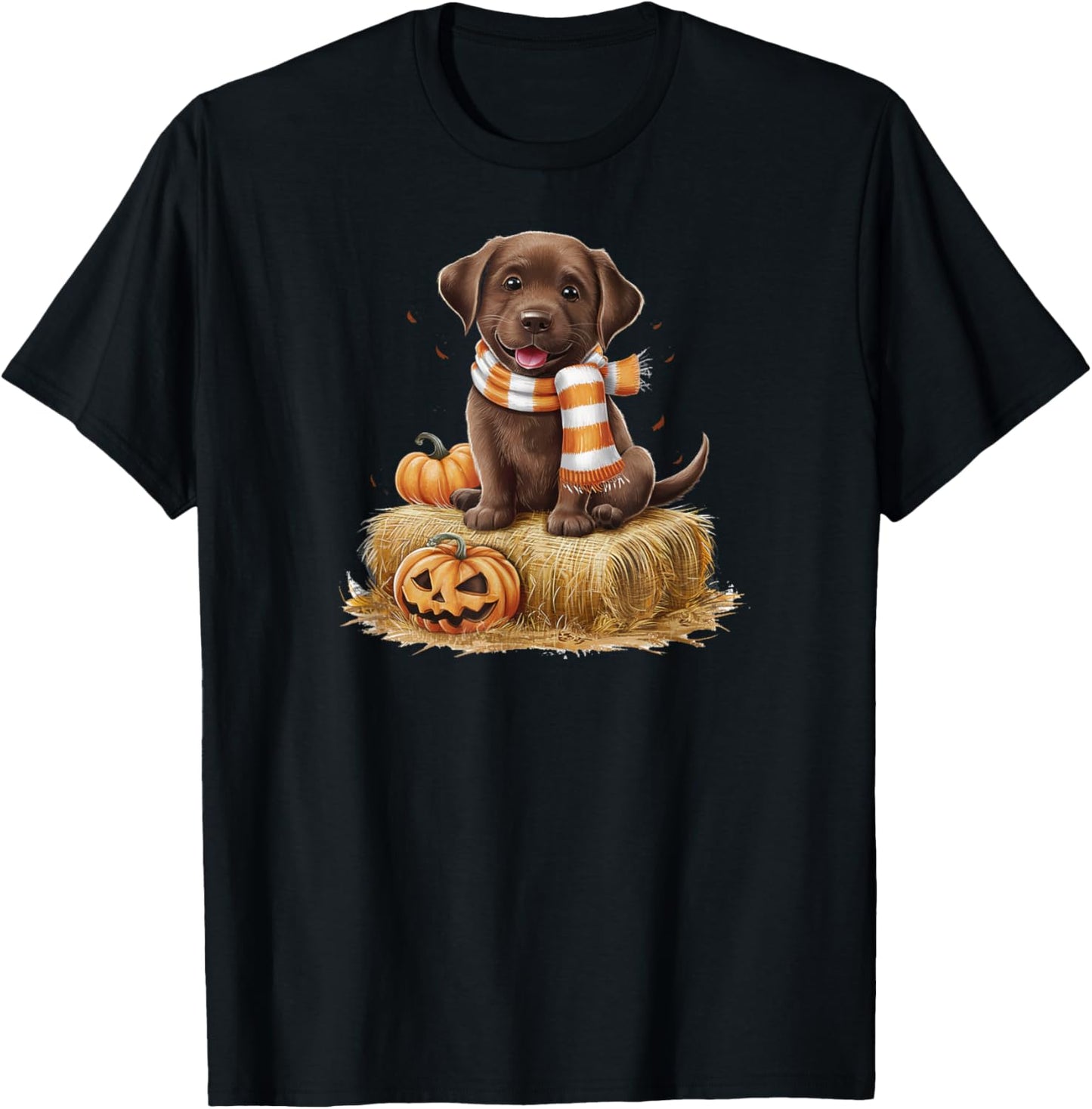 Pumpkin and a Chocolate Lab T-Shirt - T-Shirt | Black