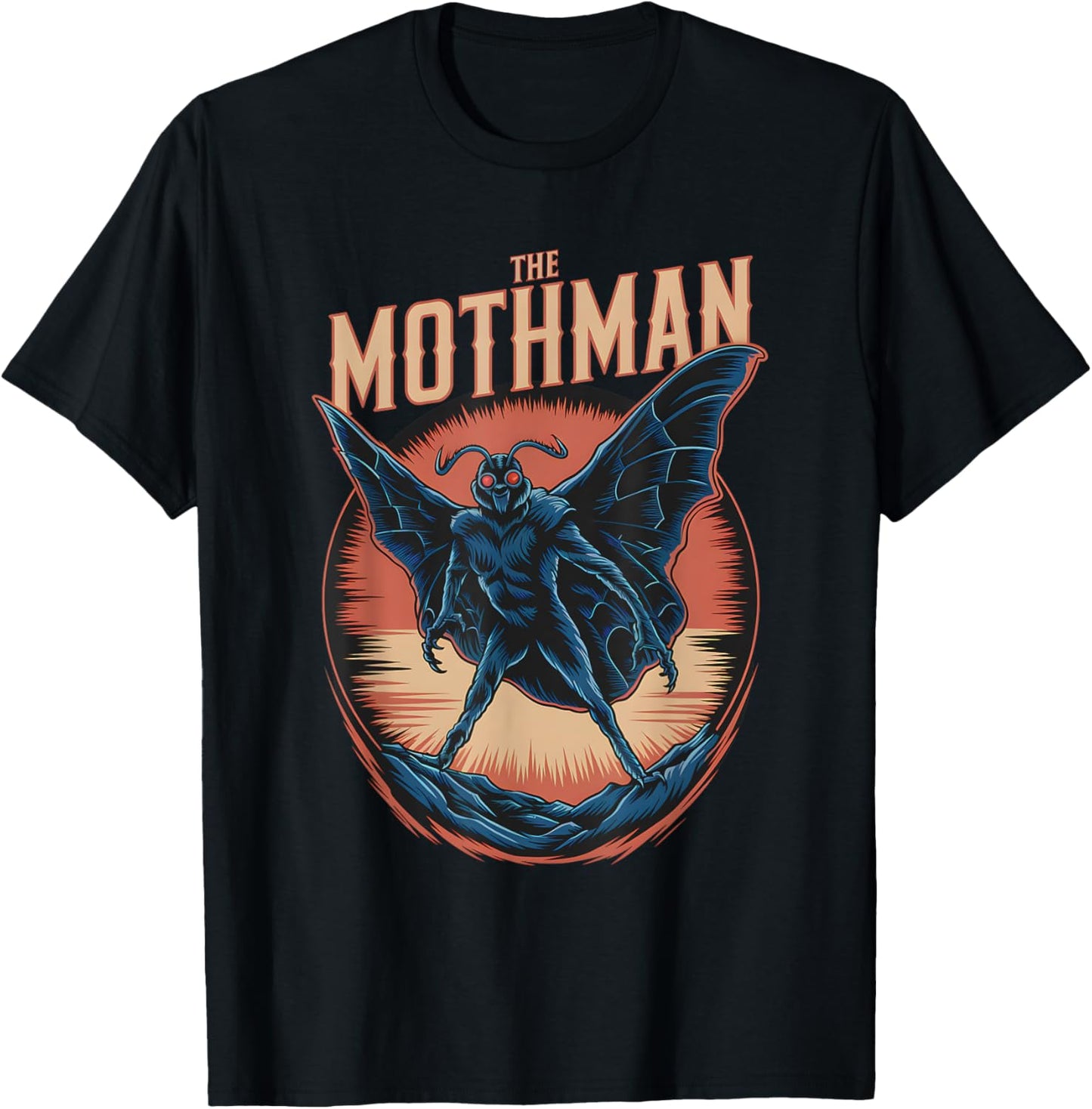 Moth Man Meme Cryptid Creature Monster Retro Mothman T-Shirt - T-Shirt | Black