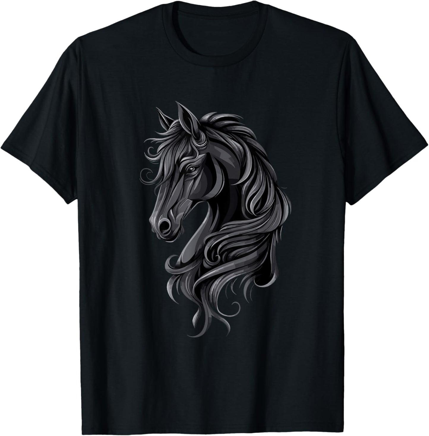 Black Horse Portrait – Friesian horse T-Shirt - T-Shirt | Black