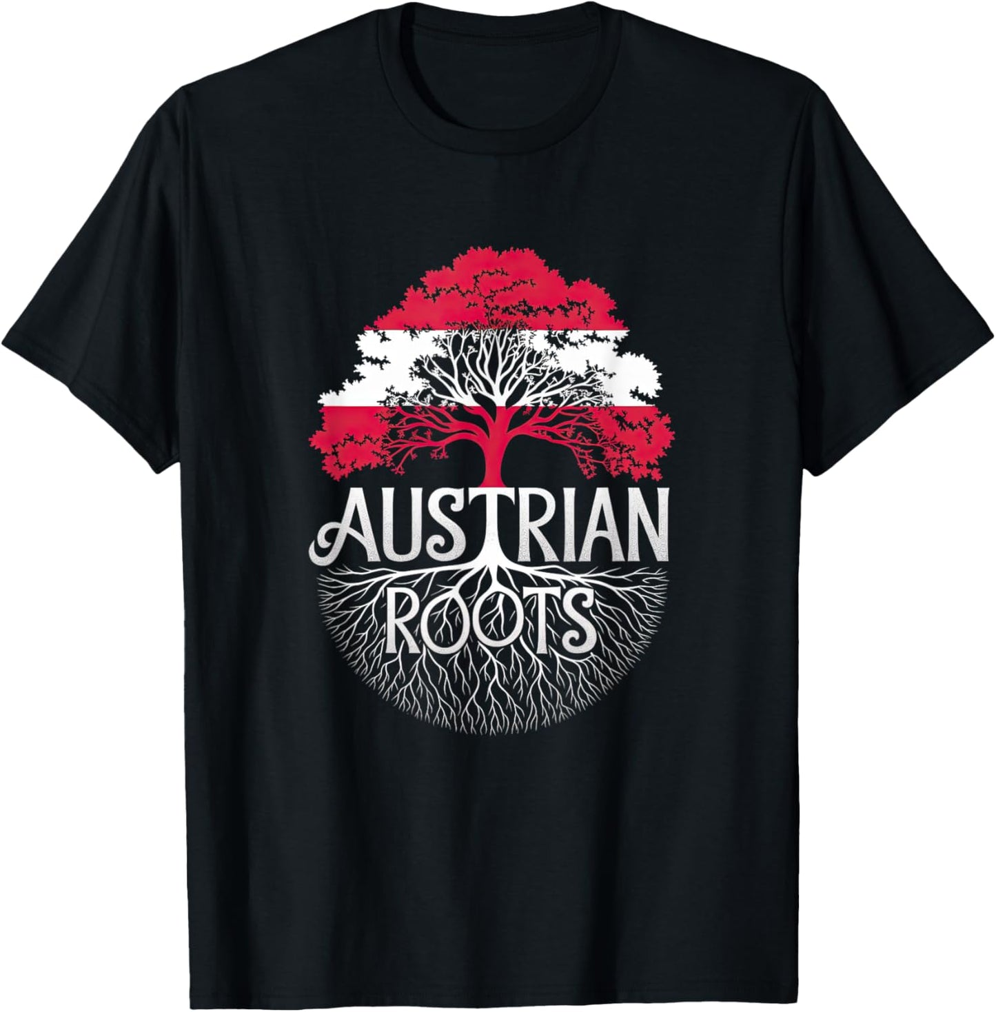 Austrian Roots - Austria Flag Colors Family Tree Souvenir T-Shirt - T-Shirt | Black