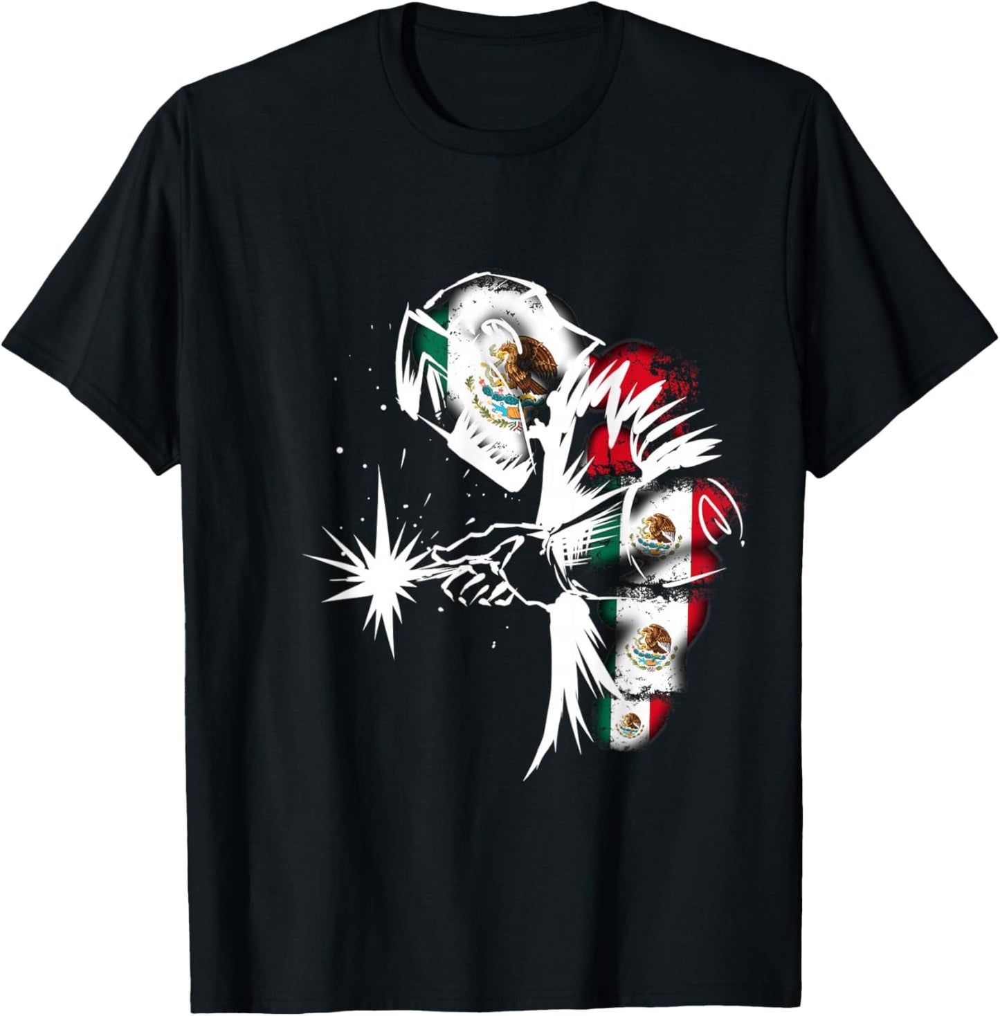 Mexican Welder. Mexican Flag T-Shirt - T-Shirt | Black