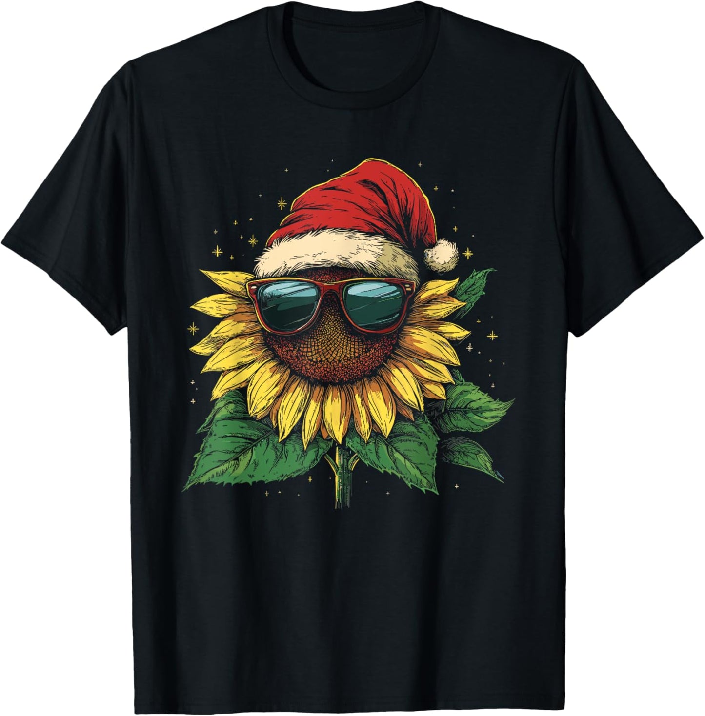 Sunflower Christmas Flower Xmas Women Kids T-Shirt - T-Shirt | Black