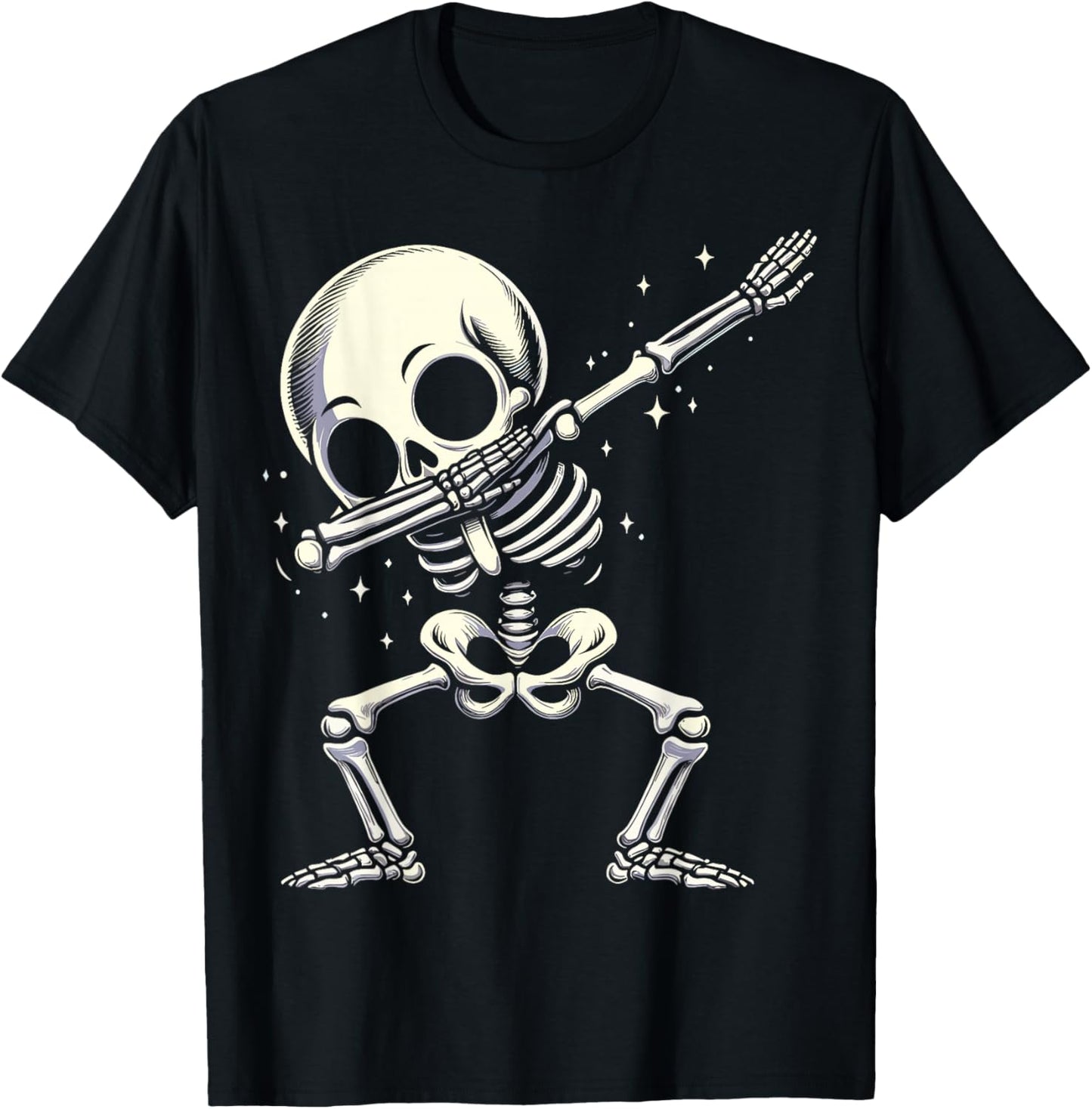 Halloween Dabbing Skeleton Skull T-Shirt - T-Shirt | Black