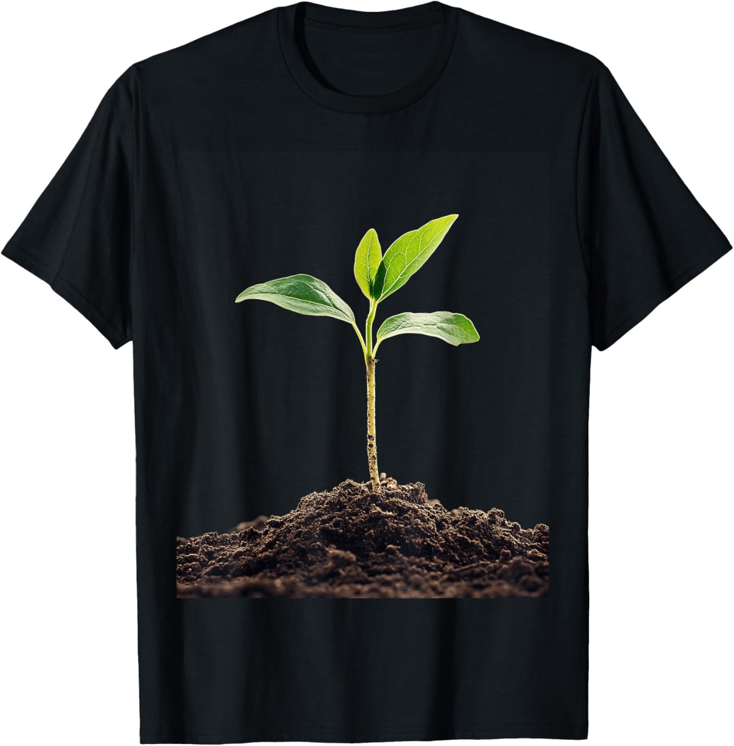 Plant Sprout Against Dark Background Nature T-Shirt - T-Shirt | Black