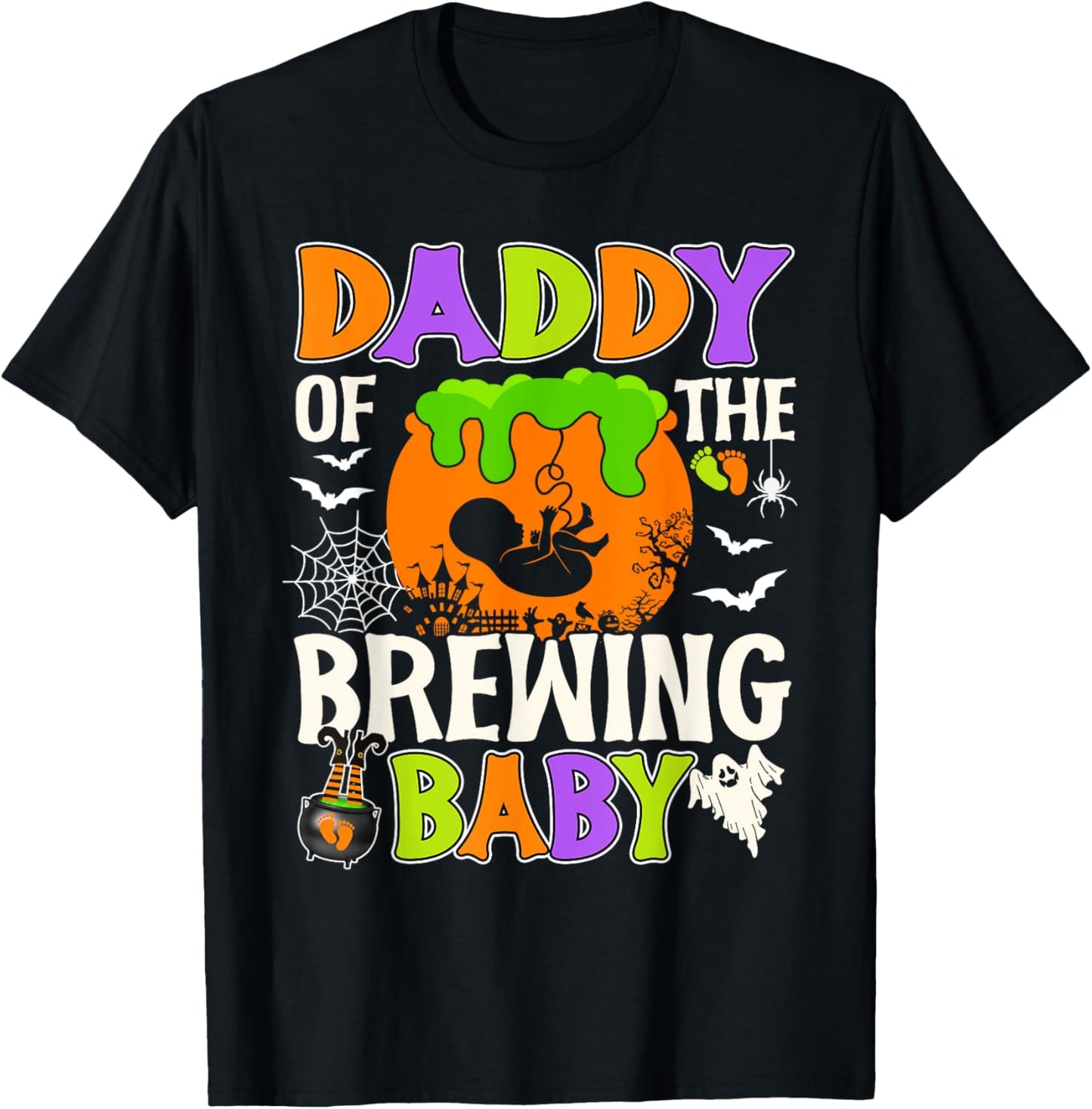 Daddy Of The Brewing Baby Halloween Pregnancy Baby Shower T-Shirt - T-Shirt | Black