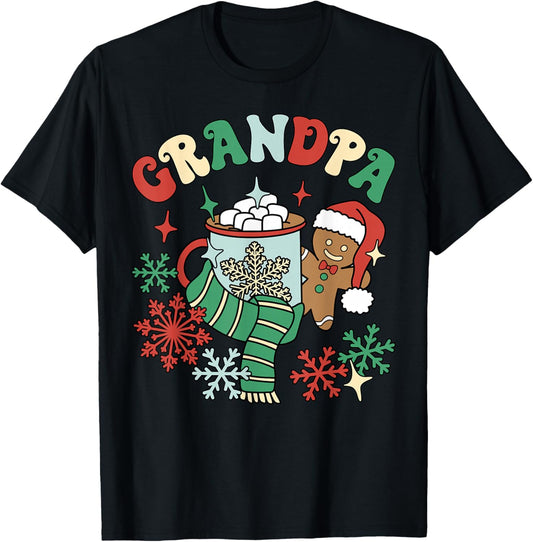 Grandpa Hot Cocoa Gingerbread Matching Family Christmas T-Shirt - T-Shirt | Black