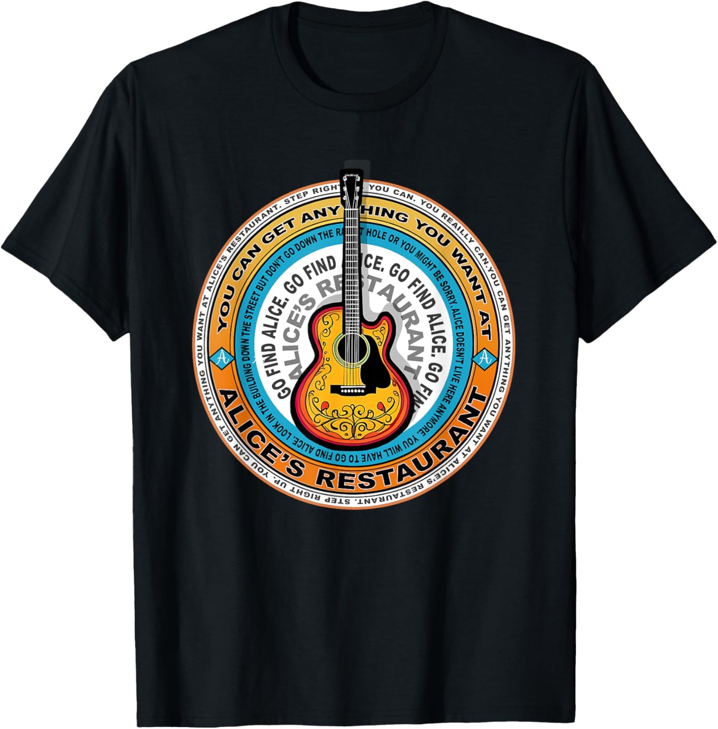 Alice's Restaurant Guitar Music T-Shirt - T-Shirt | Black