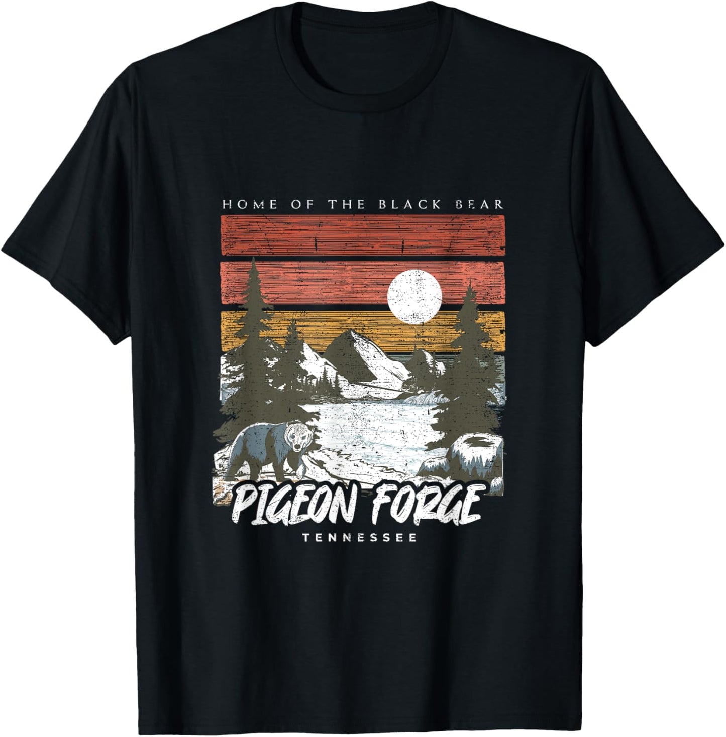 Pigeon Forge Tennessee Home Of The Black Bear Retro 70s 80s T-Shirt - T-Shirt | Black