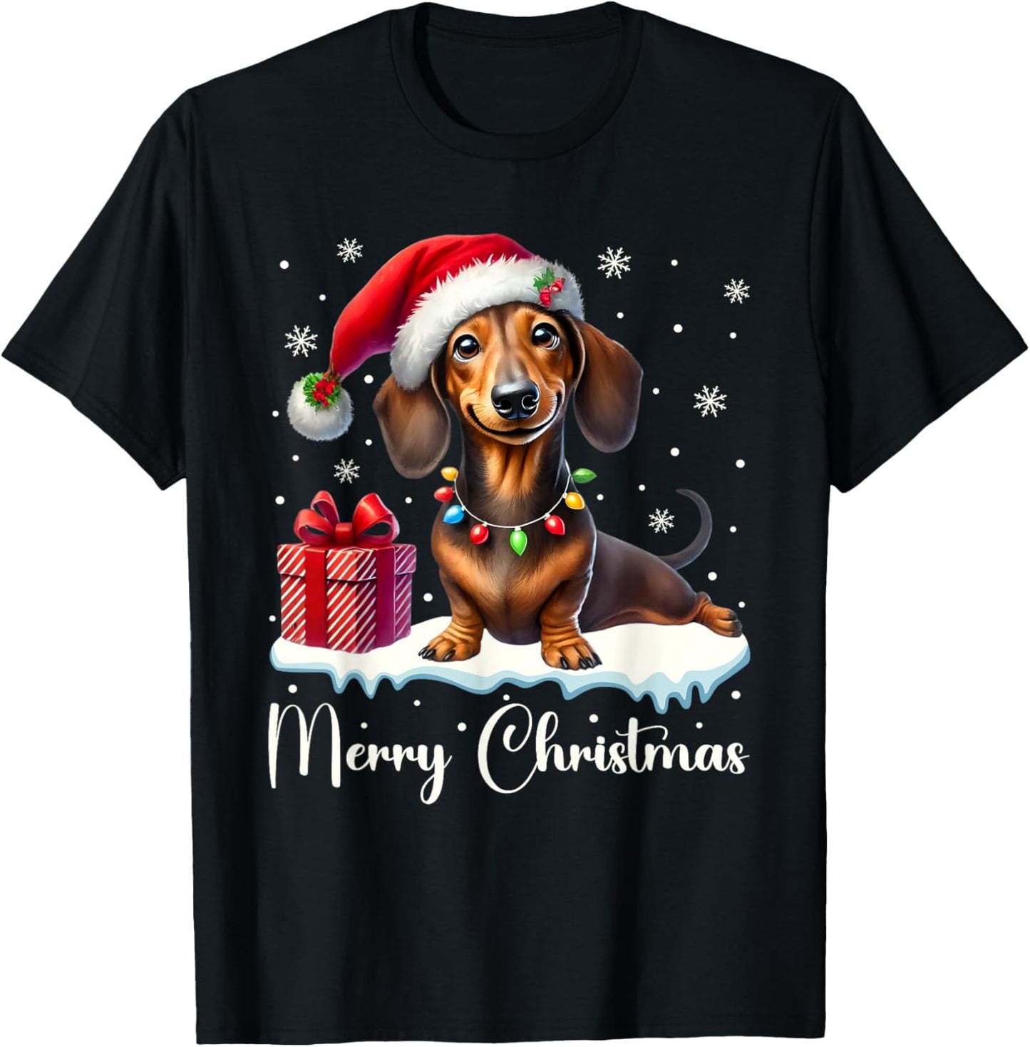 Christmas Pajamas Christmas Outfit Cute Dachshund Dog T-Shirt - T-Shirt | Black