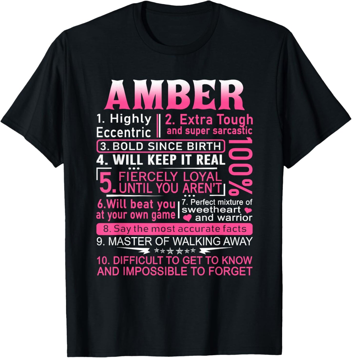 Amber Name Shirt Personalized Amber First Name T-Shirt - T-Shirt | Black