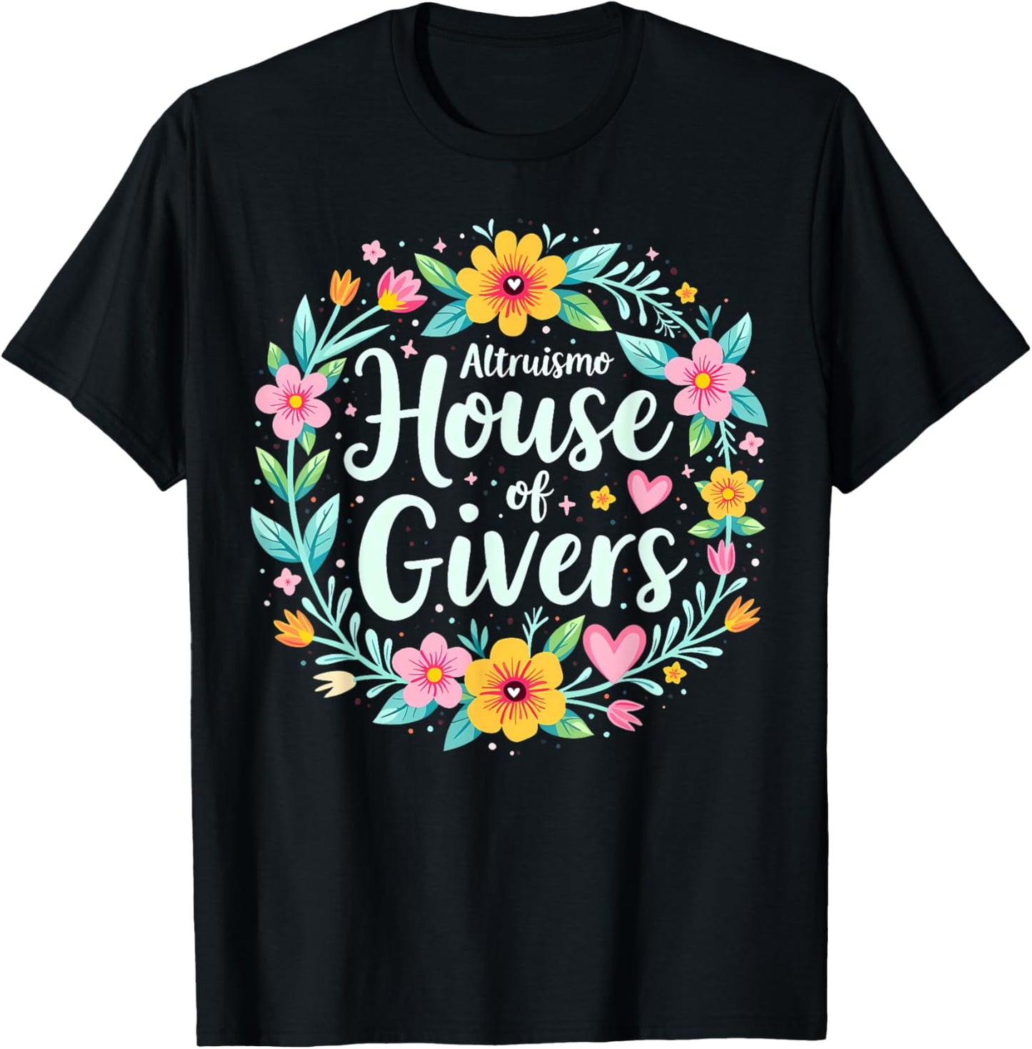 Altruismo House of Givers RCA School Flowers Wreath T-Shirt - T-Shirt | Black
