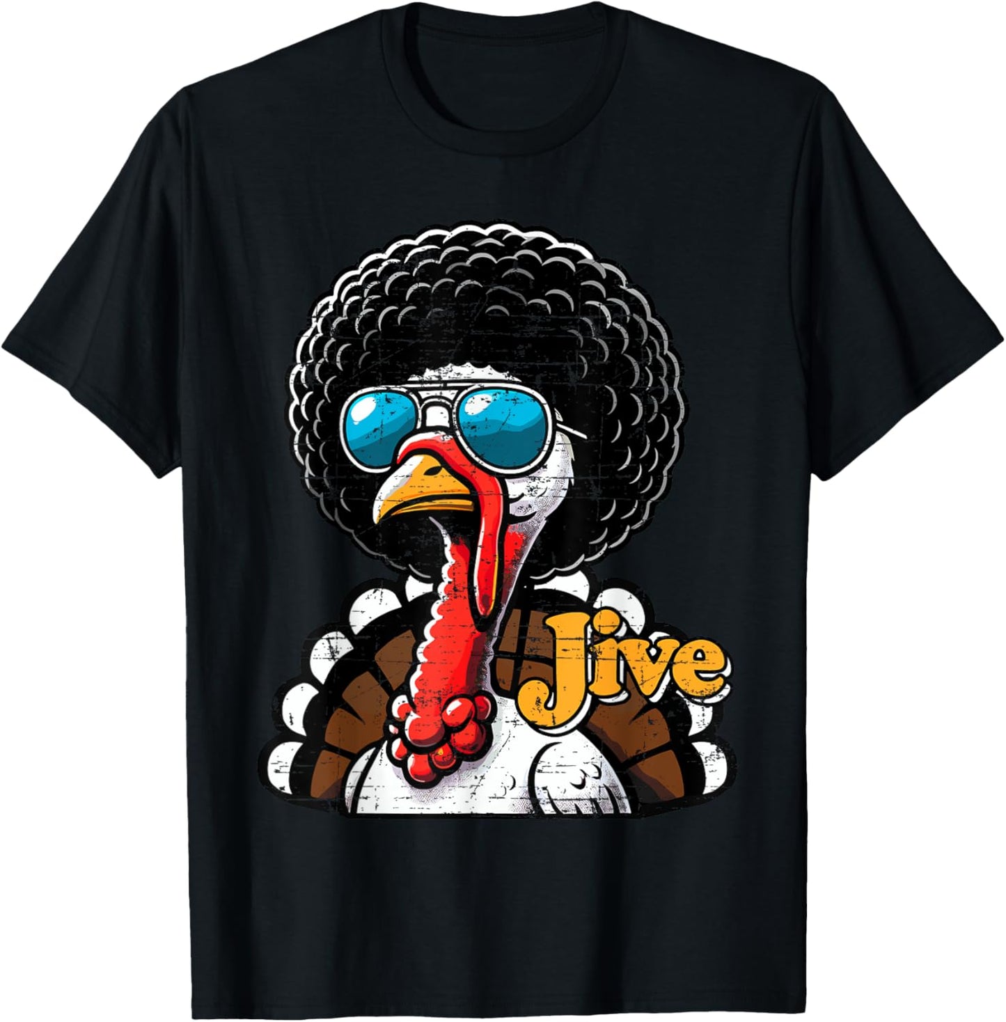 Vintage Funny Sunglasses Turkey Jive Thanksgiving Day Retro T-Shirt - T-Shirt | Black
