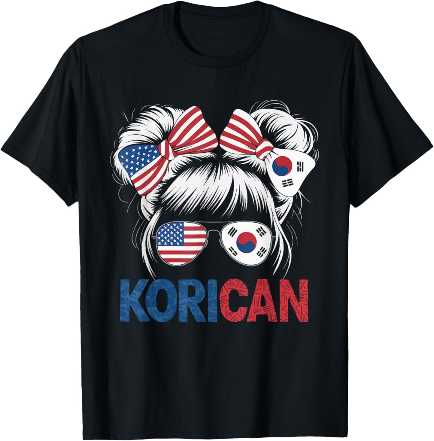 Half American Half Korean USA Flag South Korea America T-Shirt - T-Shirt | Black