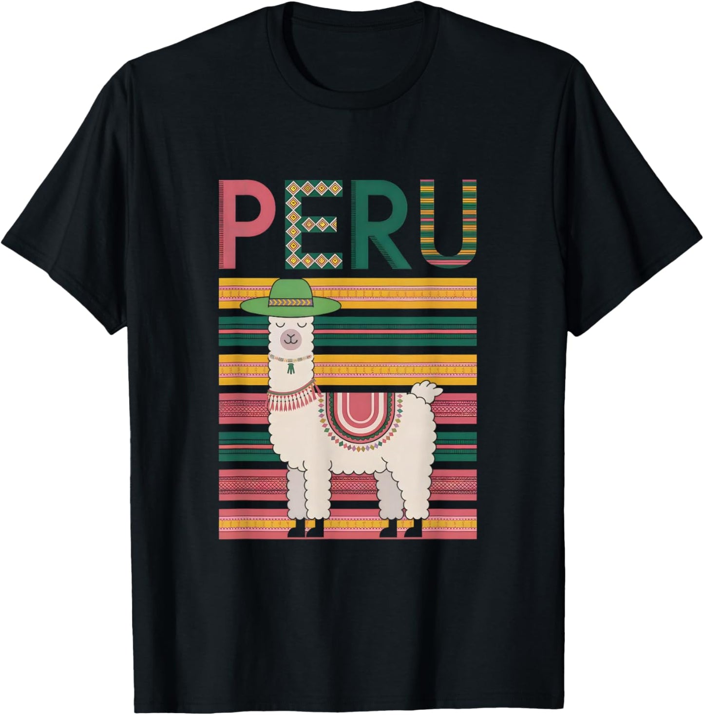 Cute Peruvian Llama from Peru - Fun Peru Design T-Shirt - T-Shirt | Black