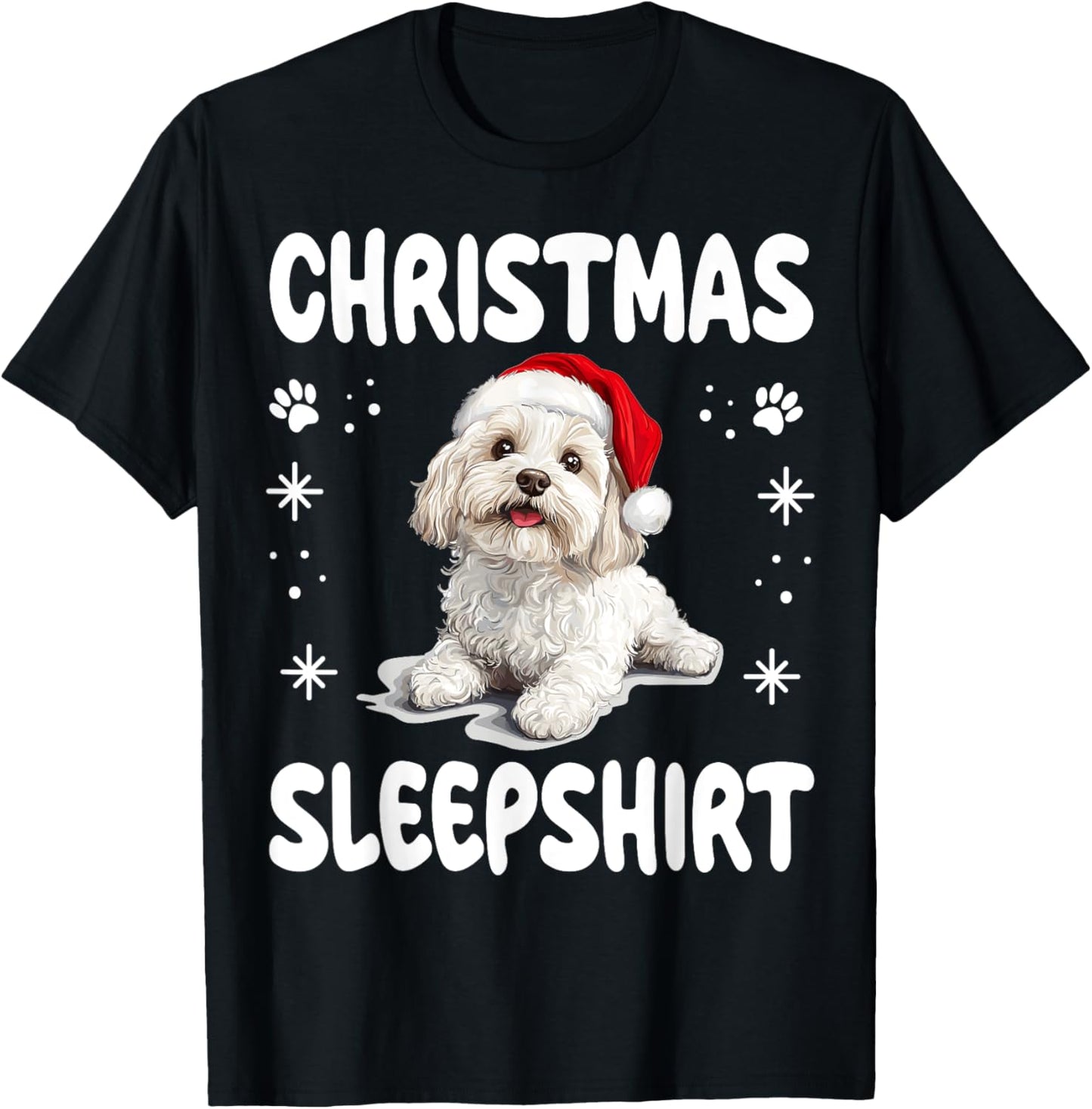 Bolognese dog Dog Nightgown Pajama Christmas Sleepshirt T-Shirt - T-Shirt | Black