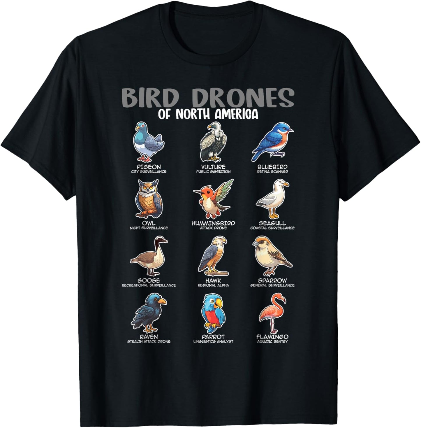 Bird Drones Of North America, Ornithologist Ornithology T-Shirt - T-Shirt | Black