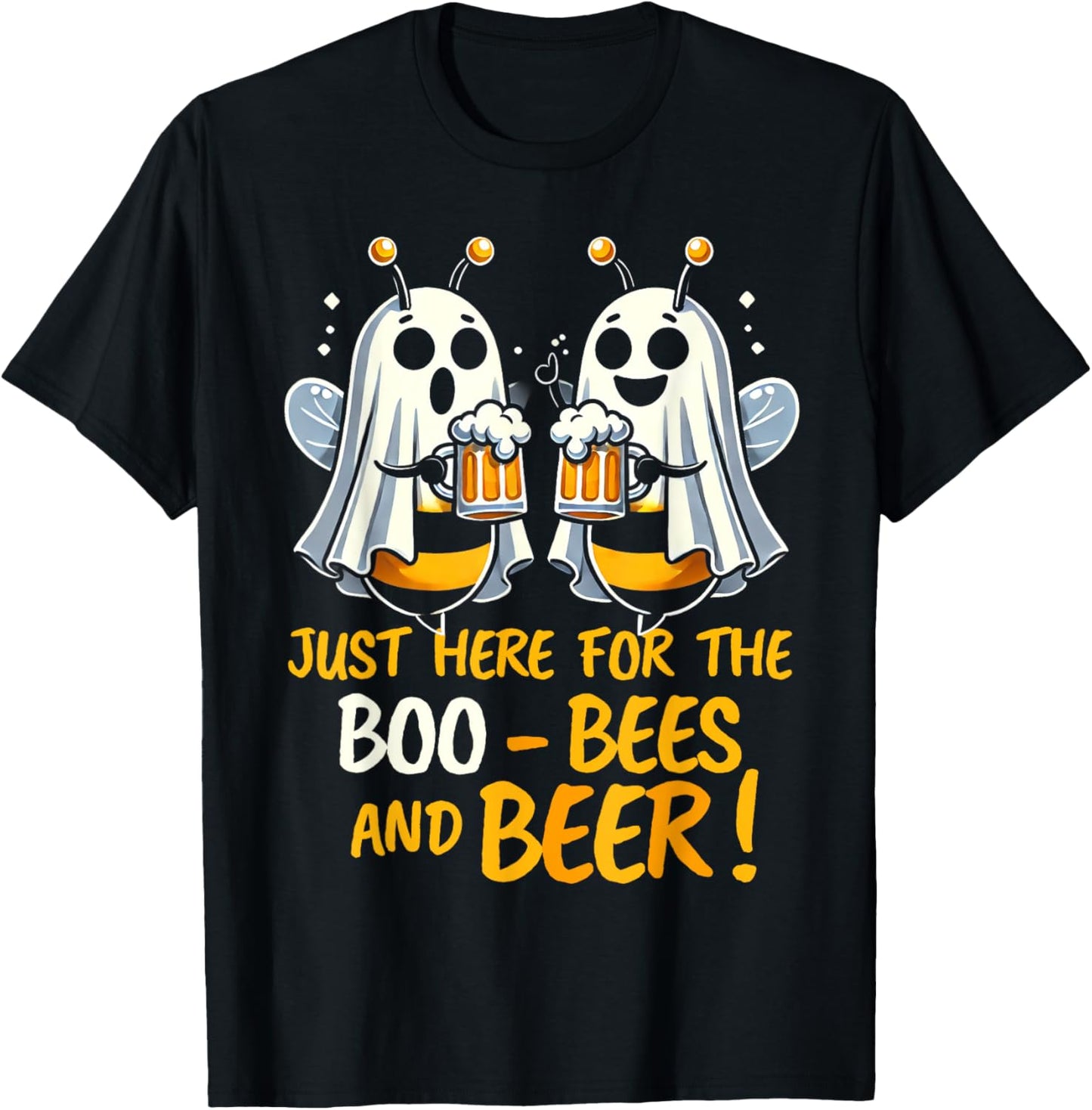 Just Here For The Boo Bees and Beer Halloween person men T-Shirt - T-Shirt | Black