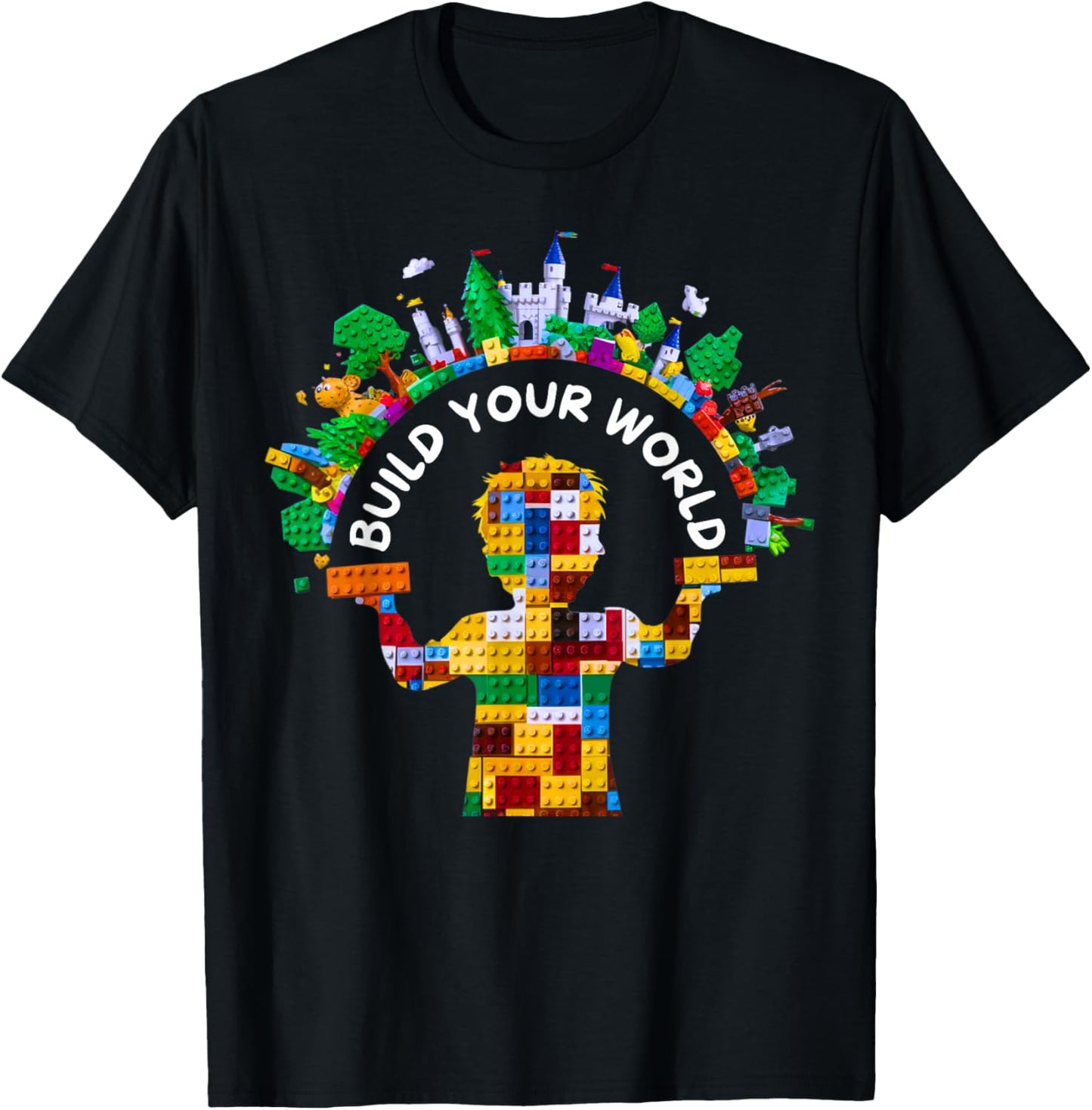 Master Builder Kids Building Blocks Brick Toys Birthday Boys T-Shirt - T-Shirt | Black