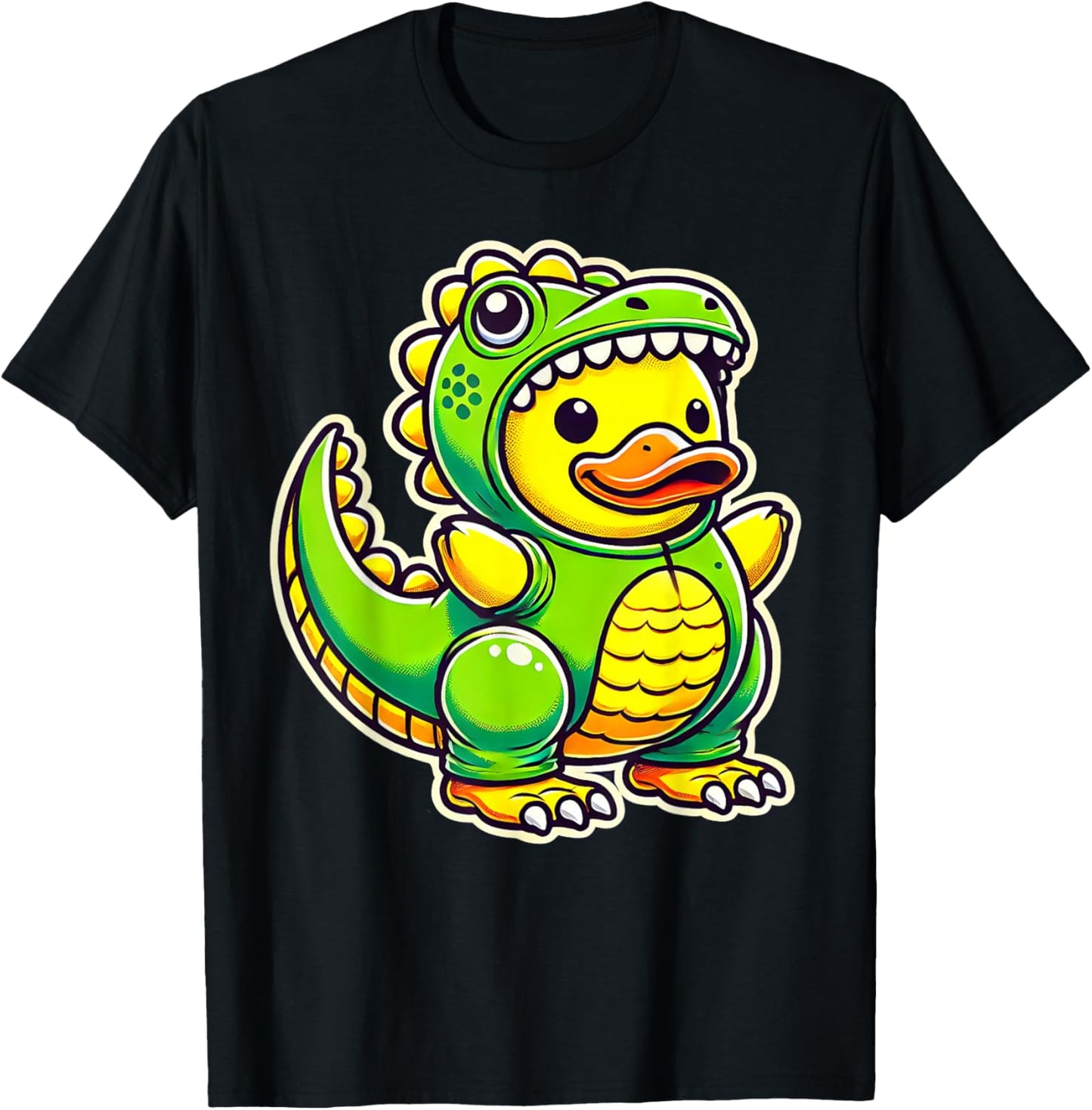 Funny Yellow Rubber Duck Dinosaur Dino Duck Halloween Boys T-Shirt - T-Shirt | Black