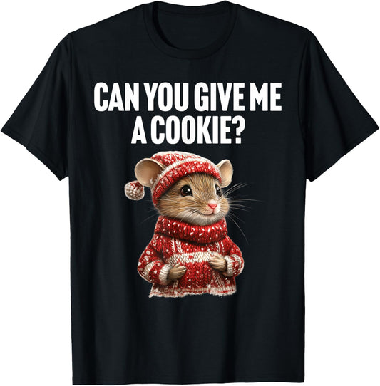 Can You Give Me a Cookie Funny Mouse Christmas Kids T-Shirt - T-Shirt | Black