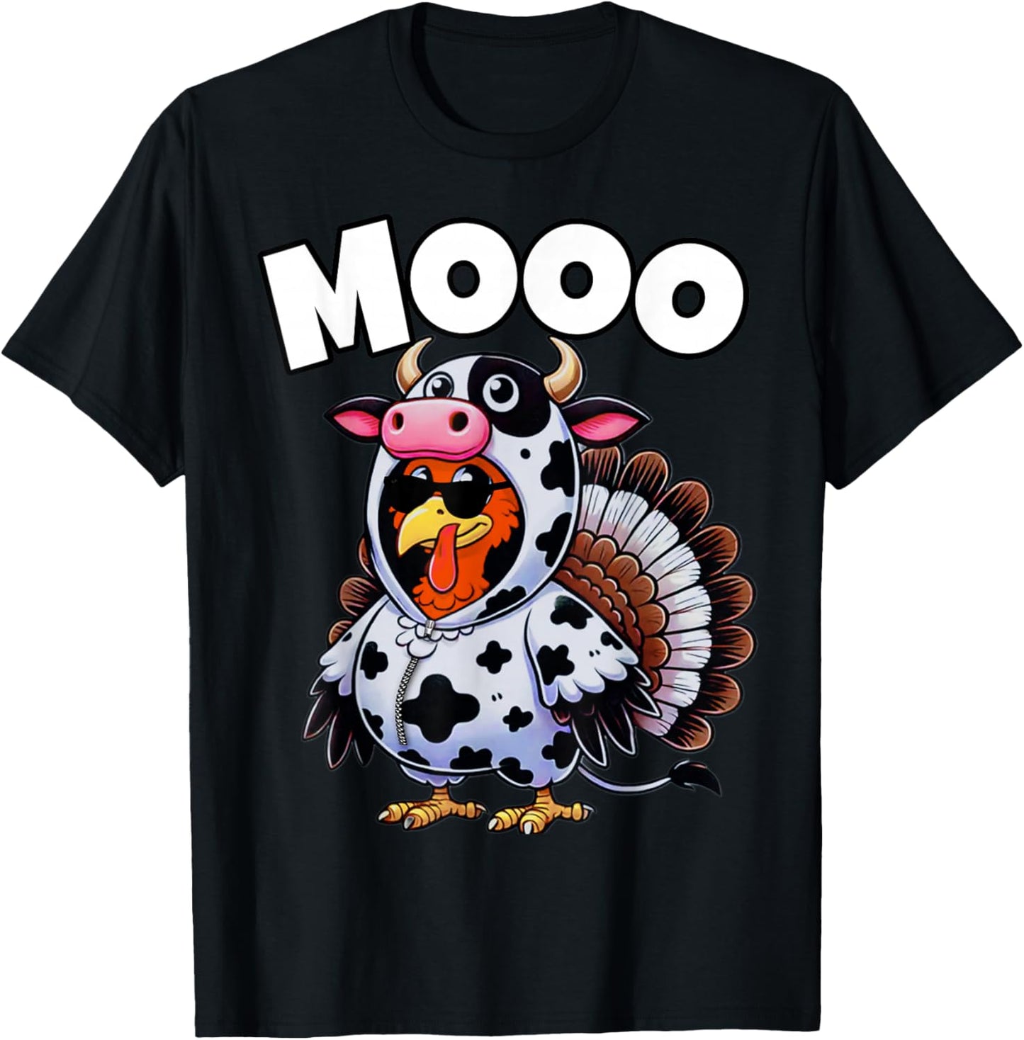 Funny Thanksgiving Turkey Outfit As Cow | Funny Thanksgiving T-Shirt - T-Shirt | Black