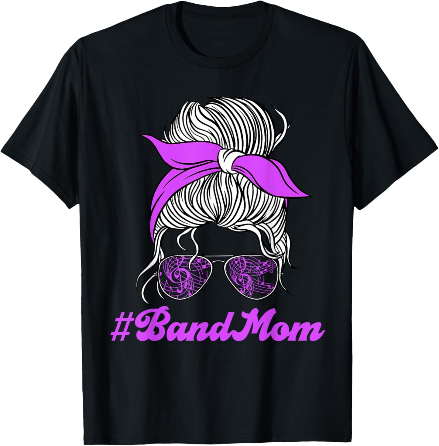 Messy Bun Band Mom Marching Band Mama Women T-Shirt - T-Shirt | Black