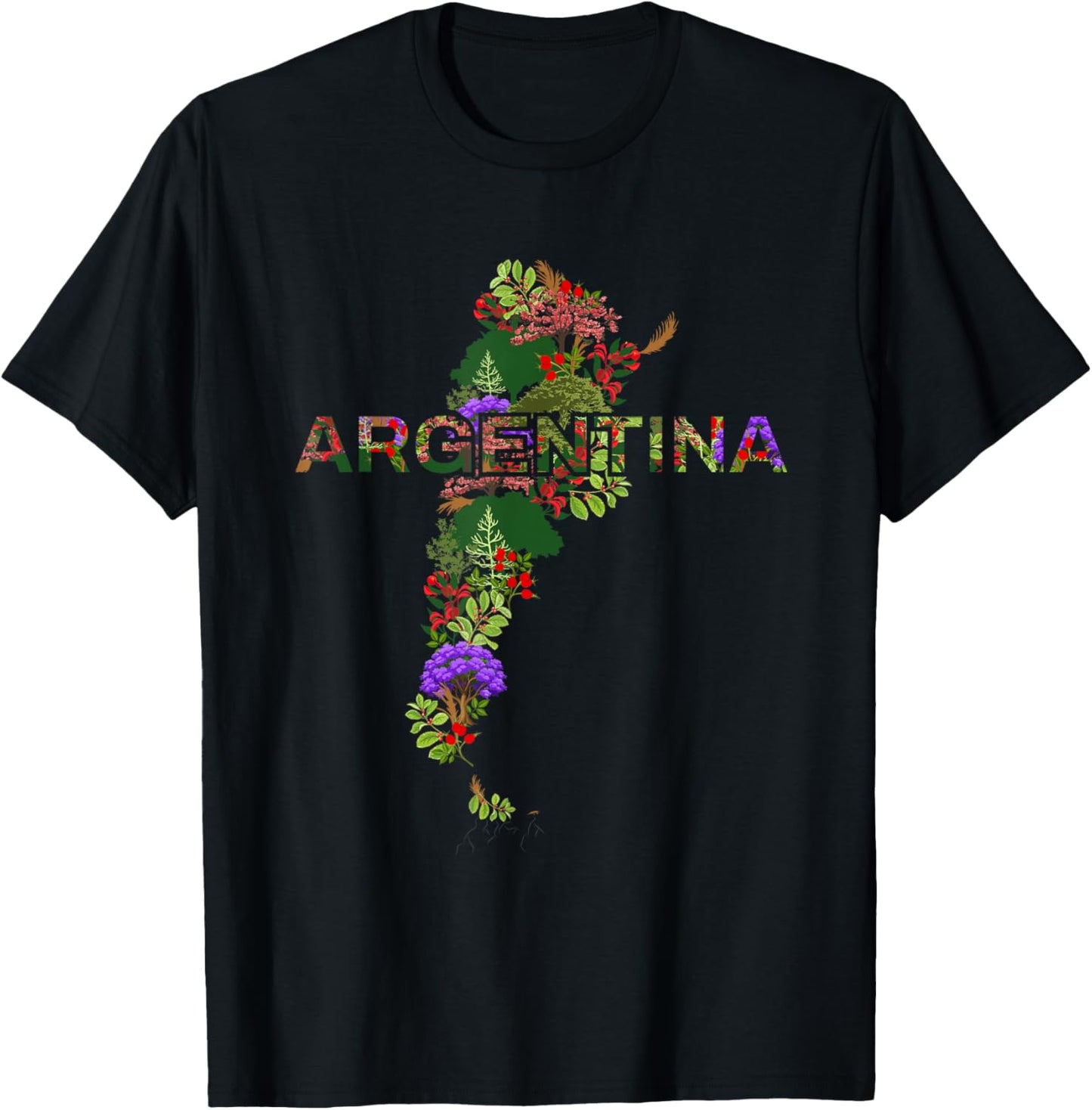 Argentina Botanical Map - Buenos Aires Souvenir T-Shirt - T-Shirt | Black