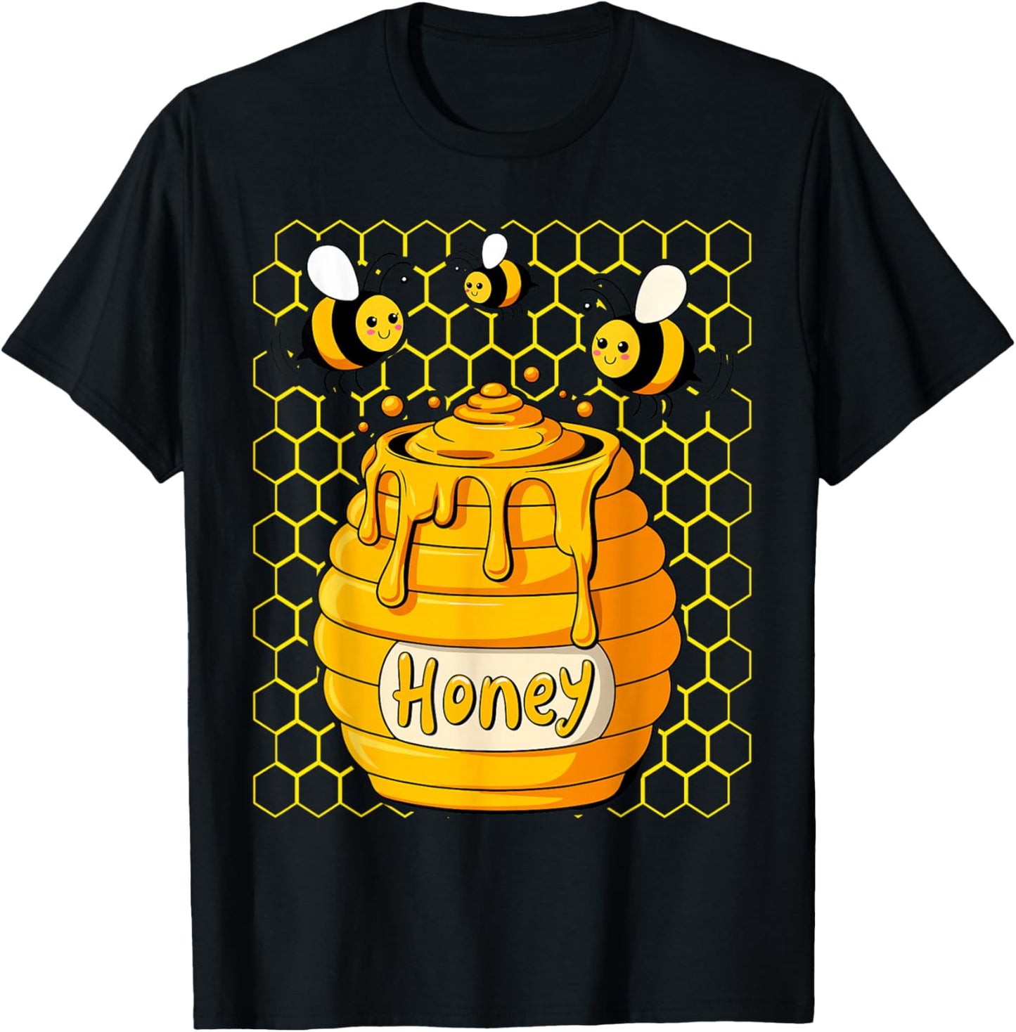 Honey Pot With Honey Bees Sweet T-Shirt - T-Shirt | Black