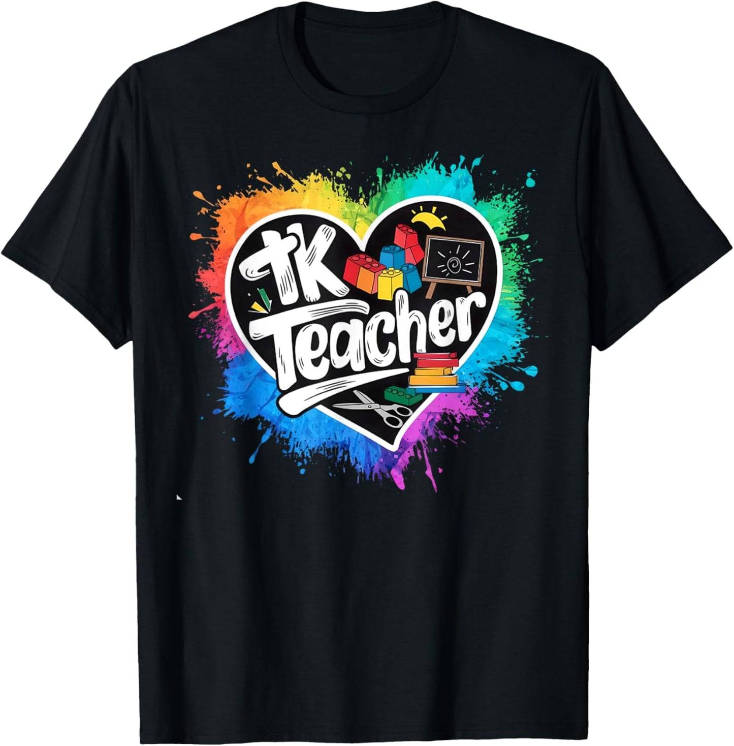 TK Teacher Transitional Kindergarten Heart Back To School T-Shirt - T-Shirt | Black