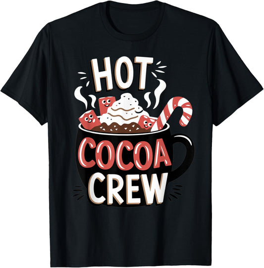Hot Cocoa Crew Cozy Winter Holiday Team T-Shirt - T-Shirt | Black