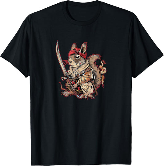 DREAD PIRATE SQUIRREL Funny Fierce Adventurous Bold Dynamic T-Shirt - T-Shirt | Black