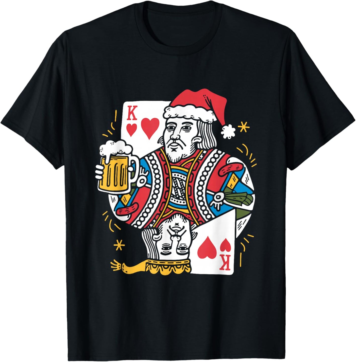 King Of Hearts With Beer - Vintage Card Game Beer Lover T-Shirt - T-Shirt | Black