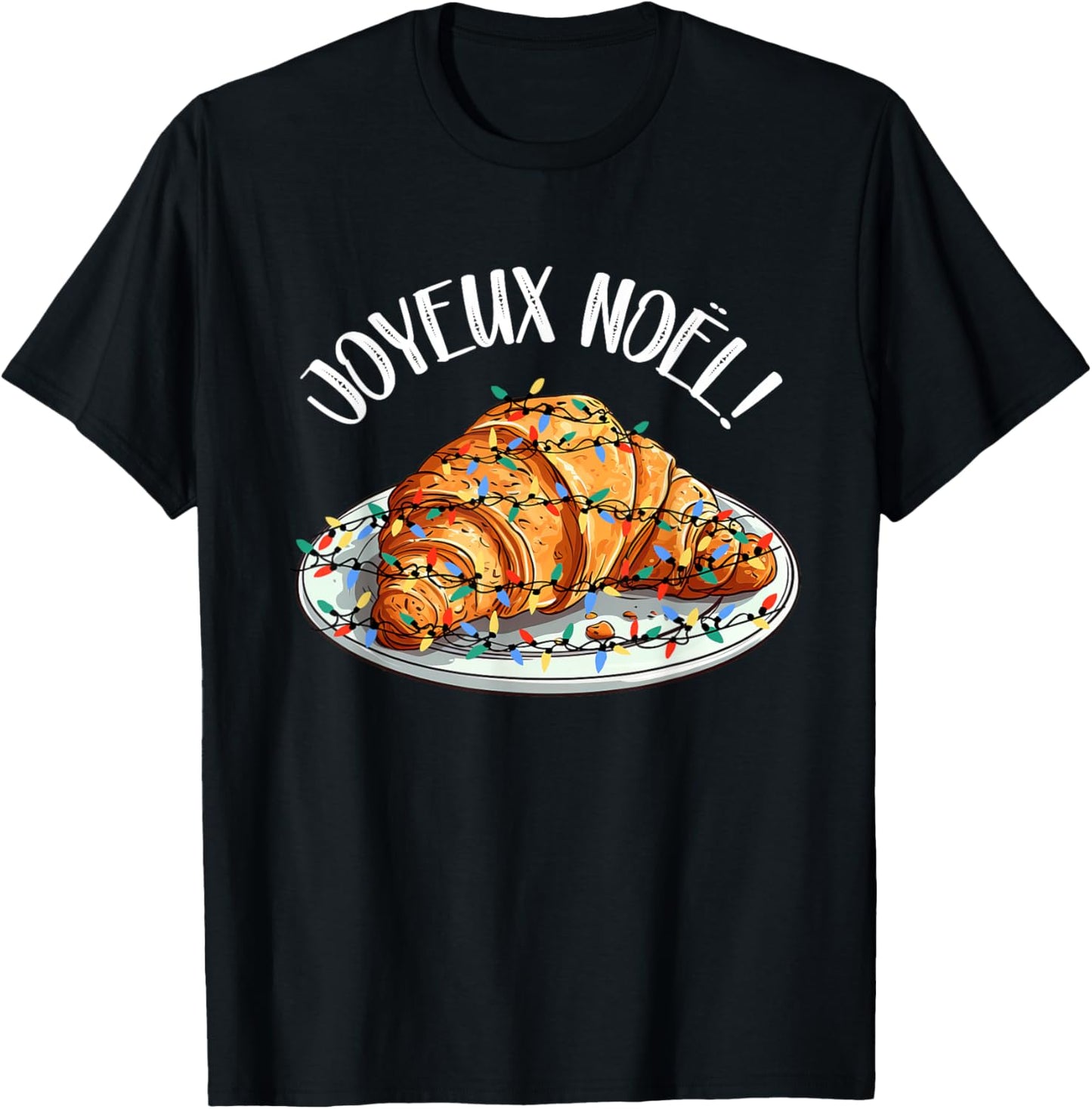 Merry Christmas in French / Croissant Joyeux Noel T-Shirt - T-Shirt | Black