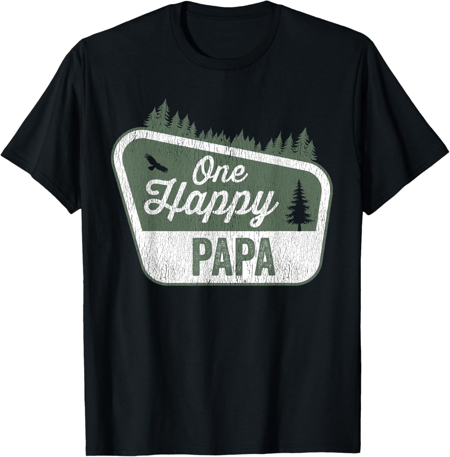 One Happy Papa Matching Family Birthday Party Camping T-Shirt - T-Shirt | Black