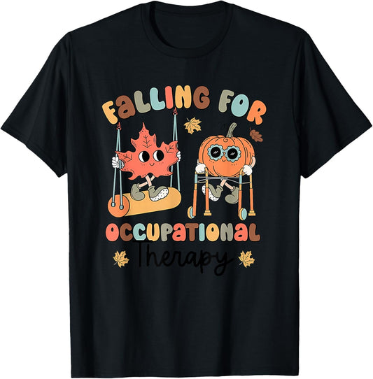Falling for occupational Therapy Occupational Therapist Fall T-Shirt - T-Shirt | Black