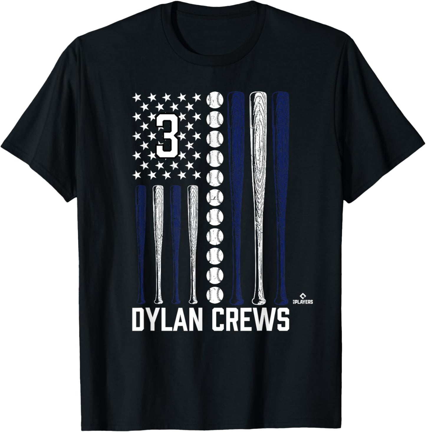 Baseball American Flag Dylan Crews Washington Baseball MLBPA T-Shirt - T-Shirt | Black