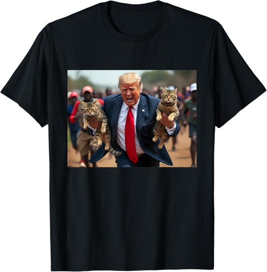 Make Cats Safe Again - Trump Holding Cat - Pets For Trump Women T-Shirt - T-Shirt | Black