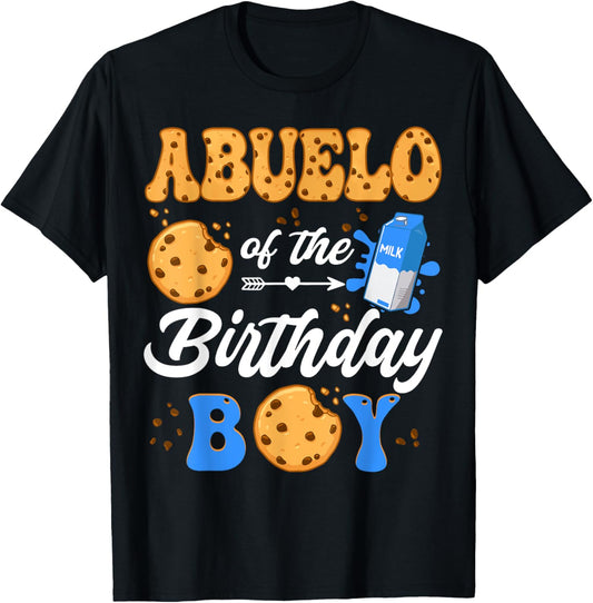 Abuelo Of The Birthday Boy Milk And Cookies 1St Birthday T-Shirt - T-Shirt | Black