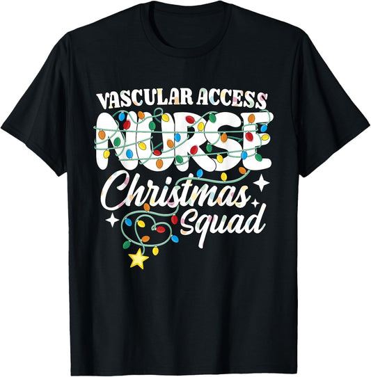 Vascular Access Nurse Christmas Squad PICC Nursing NP RN T-Shirt - T-Shirt | Black