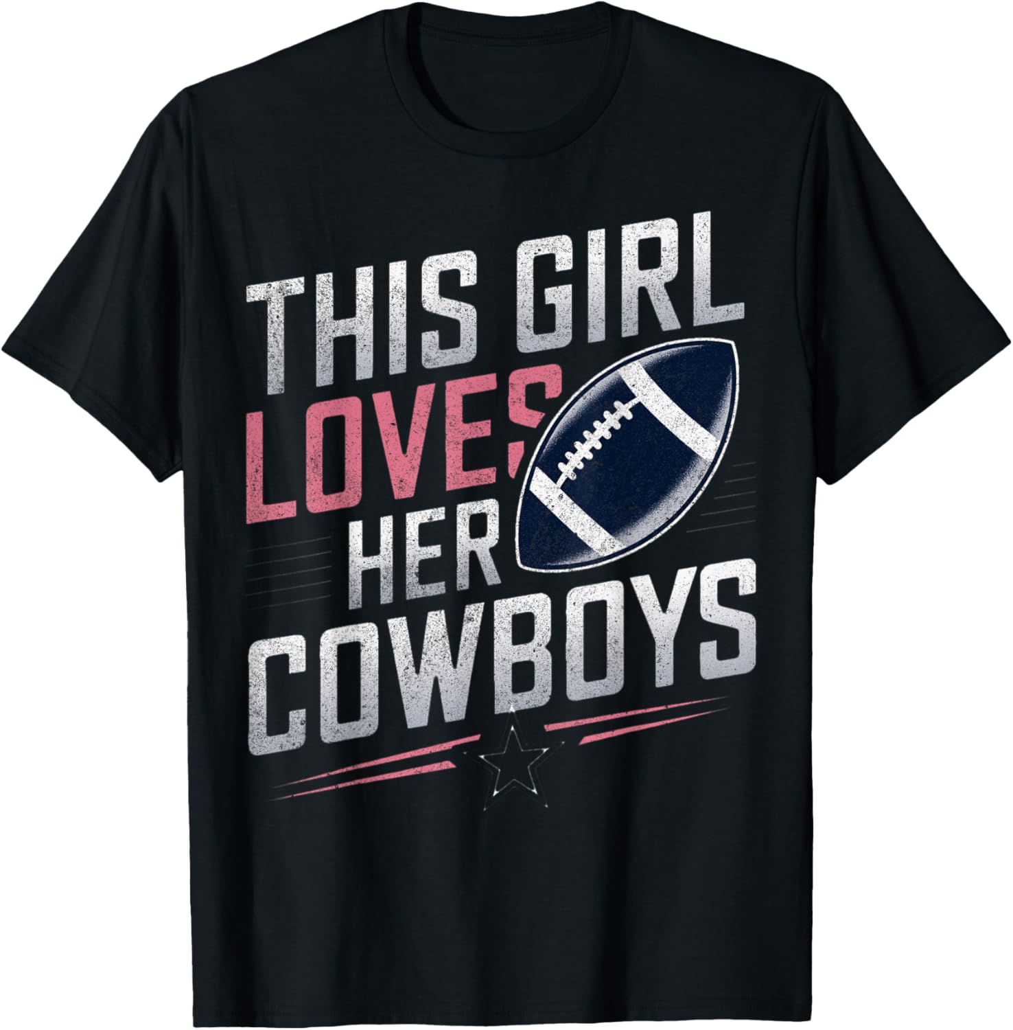 This Girl Loves Her Cowboys Vintage Retro T-Shirt - T-Shirt | Black