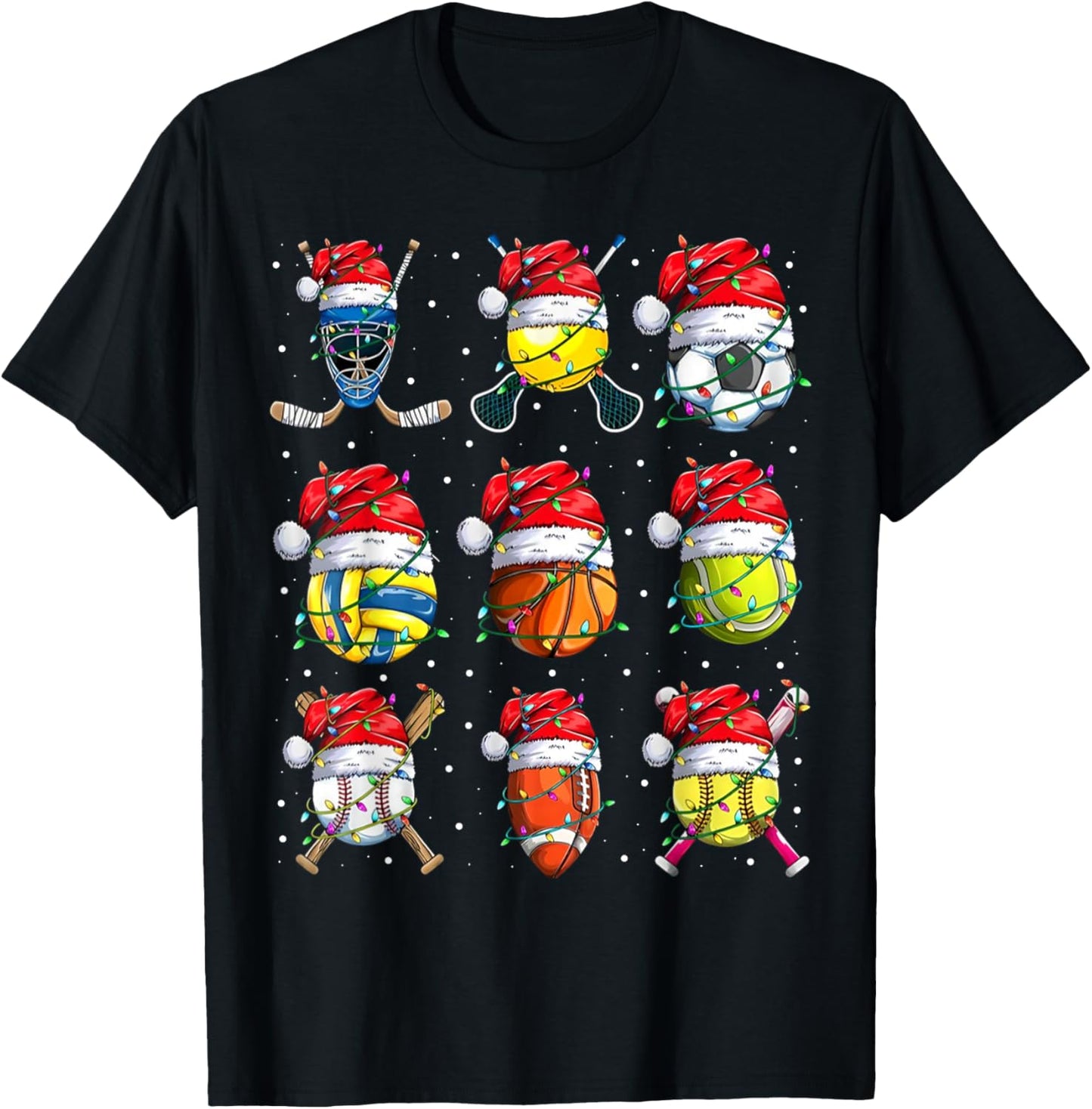 Santa Sports Design Boys Christmas Sport Ball Player T-Shirt - T-Shirt | Black