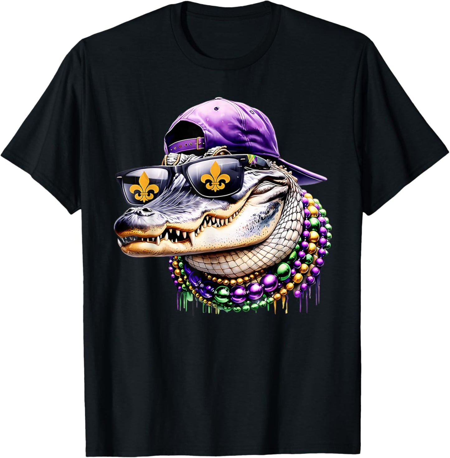 Mardigator Mardi Gras Alligator Costume Men Women Mardi Gras T-Shirt - T-Shirt | Black