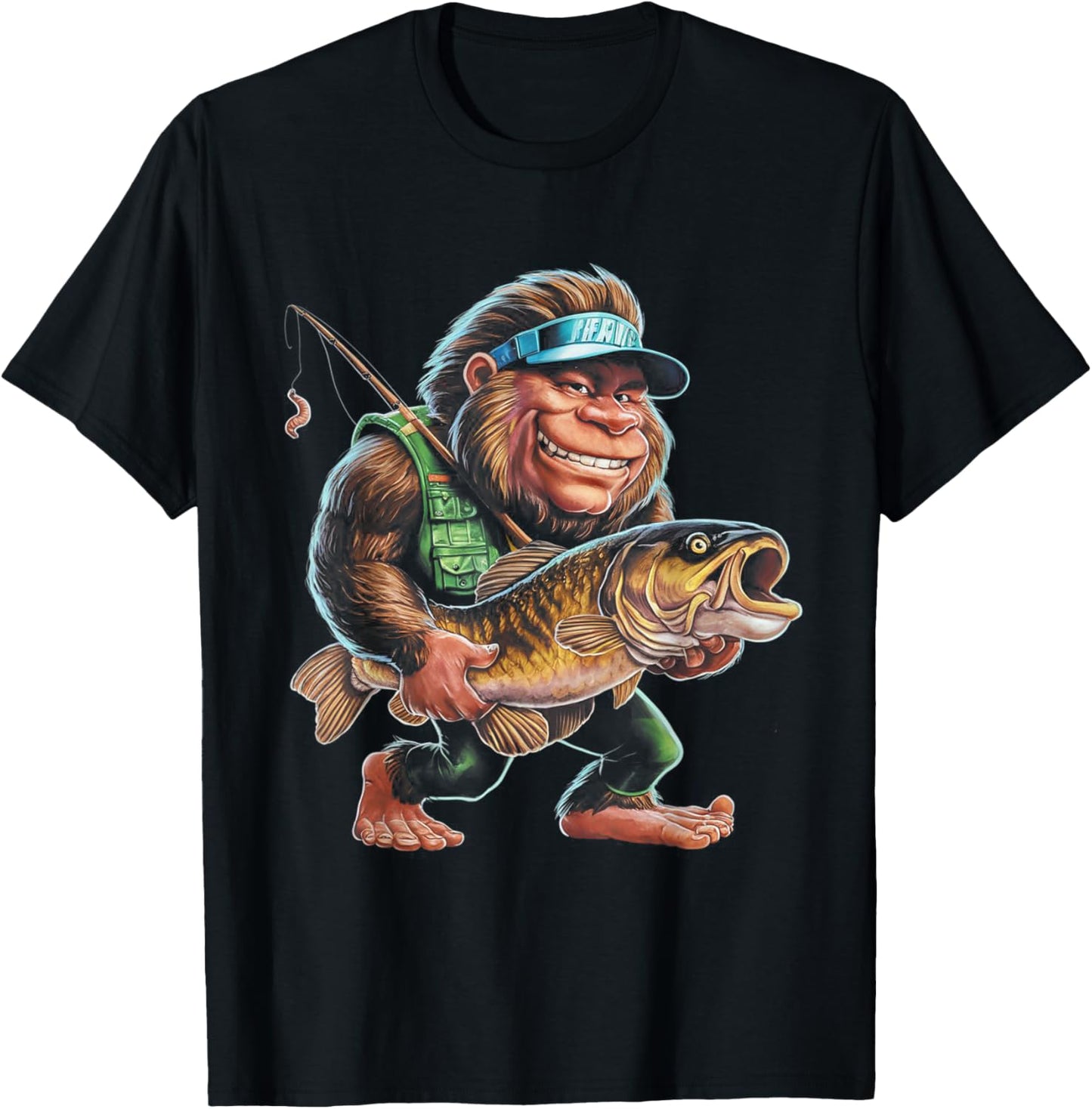 Catfishing Bigfoot Sasquatch Fishing Catfishermen Men Boys T-Shirt - T-Shirt | Black